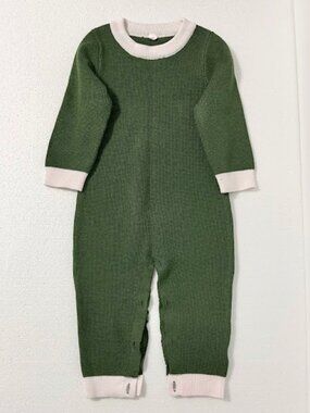 Baby Knit Romper Sage Green Soft Ribbed One Piece Infant Outfit Size 90